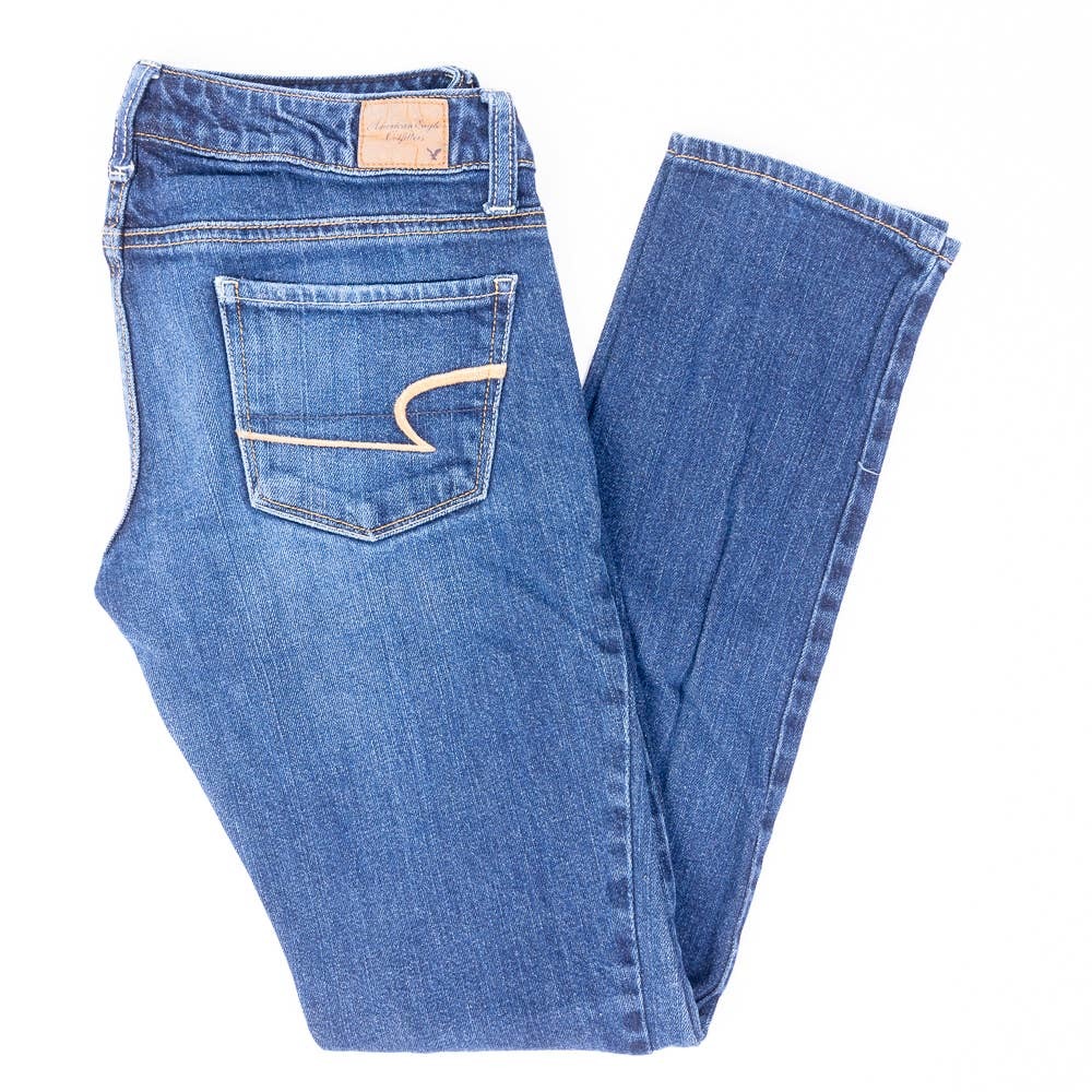 American Eagle Skinny Womens Jeans Faded Dark Wash Size 2 Reg